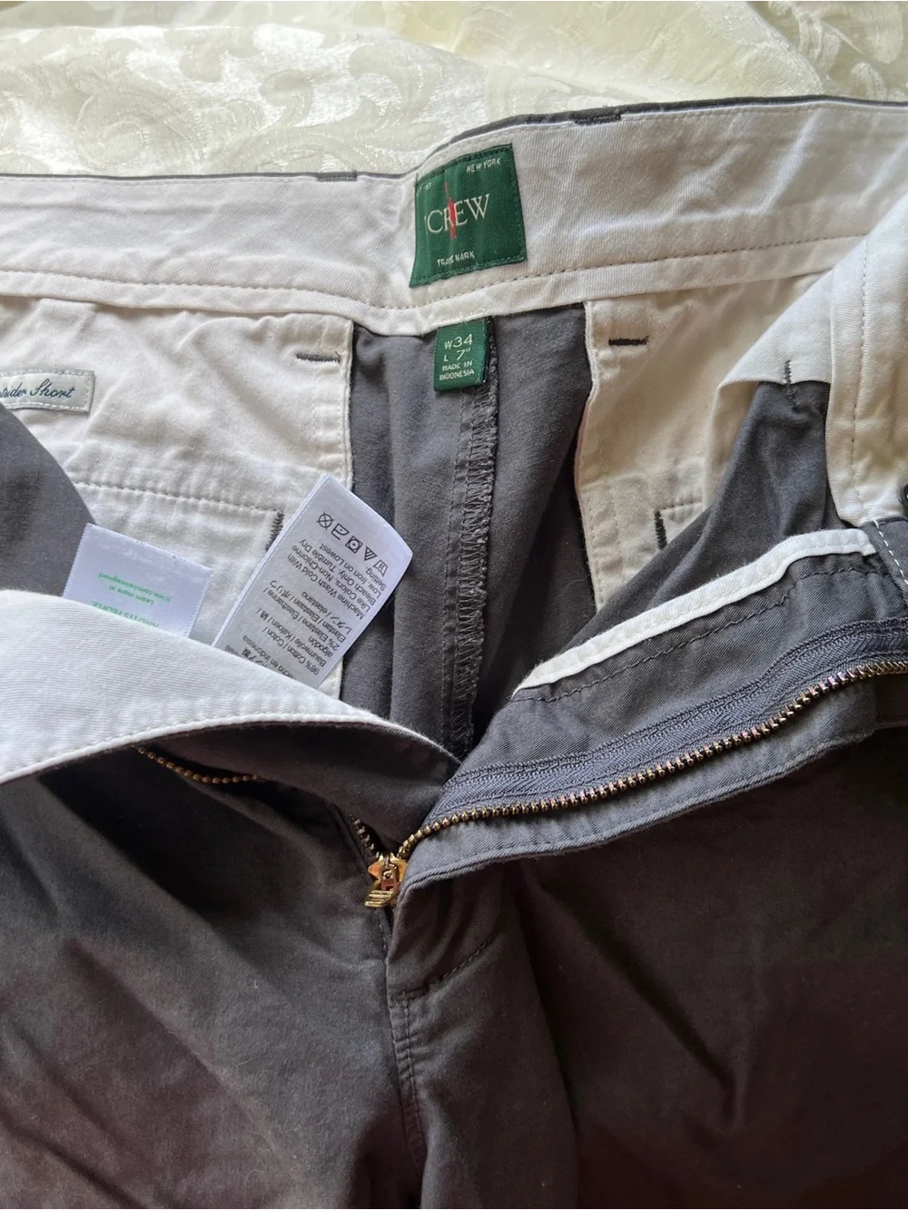 J. Crew Men's Re-Imagined Cotton Chino Shorts - Gray Waist 34